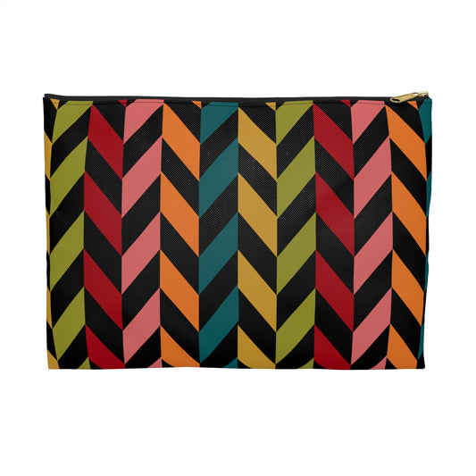 Colorful Chevron Accessory Pouch, Stylish Makeup Bag, Unique Travel Organizer, Gift for Her, Chic Storage Solution
