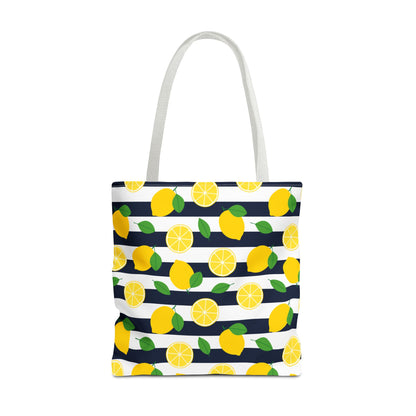 Lemon Stripe Tote Bag - Cute Beach Bag, Grocery Tote, Summer Accessories, Gift for Her, Vacation Carryall
