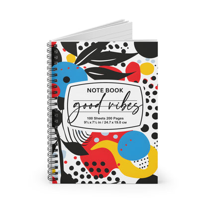 Colorful Good Vibes Spiral Notebook, Artistic Journal for Students, Motivational Planner, Doodle Book, Gift for Creative Minds