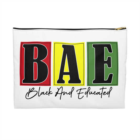 BAE Black and Educated Accessory Pouch | Stylish Makeup Bag, School Supplies Organizer, Gift for Graduates, Trending Fashion Accessory
