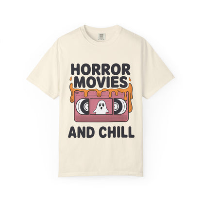 Horror Movies Chill T-Shirt - Perfect for Movie Nights, Halloween Parties, Gifts for Film Lovers, Unisex Tee