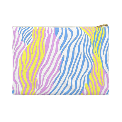 Vibrant Zebra Print Accessory Pouch, Makeup Bag, Travel Organizer, Gift for Her, Cute Pencil Case, Fun Zip Pouch
