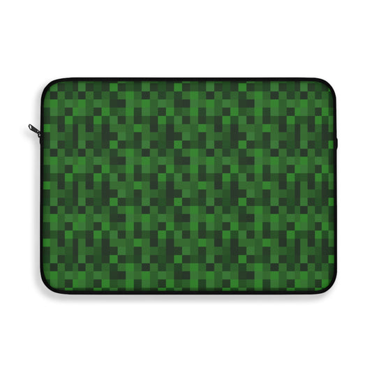 Minecraft-Inspired Laptop Sleeve, Green Pixel Design, Gift for Gamers, Eco-Friendly Sleeve, Laptop Case, Student Accessory