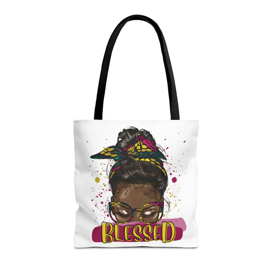 Blessed Tote Bag, Positive Vibes Tote, Inspirational Gift for Her, Eco-Friendly Shopping Bag, Trendy Art Tote