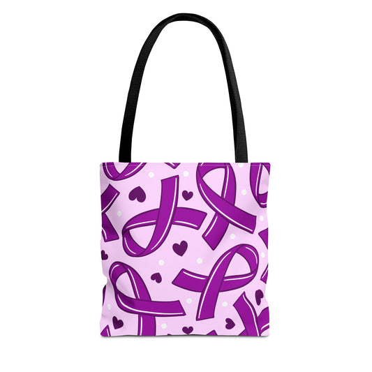 Purple Ribbon Tote Bag | Awareness Carry All, Gift for Supporters, Fundraising Events, Breast Cancer Awareness, Stylish Eco-Friendly Bag