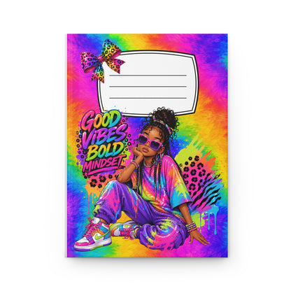 Hardcover Journal — 'Good Vibes, Bold Mindset' Rainbow Tie-Dye Notebook for Teens & Kids