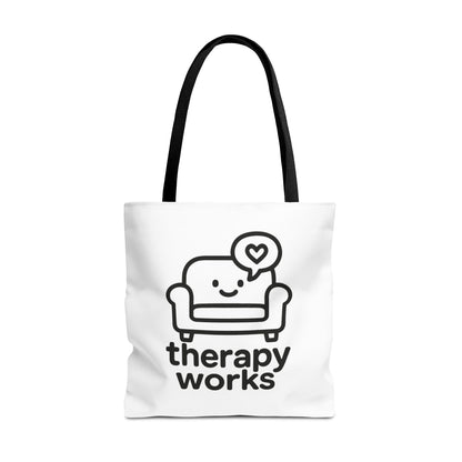 Therapy Works Tote Bag — Cute Couch Mental Health Awareness Tote