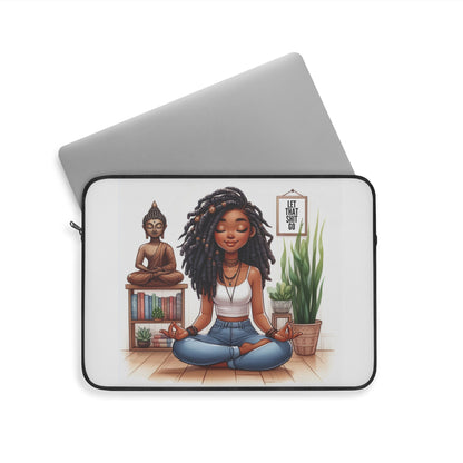 Meditation Laptop Sleeve - Zen Decor, Mindfulness Gift, Yoga Accessories, Boho Style, Let That Shit Go Design