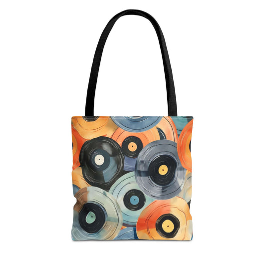 Vinyl Record Tote Bag, Music Lover Gift, Eco-Friendly Shopper, Personalized Beach Bag, Retro Style Carryall, Festival Essential