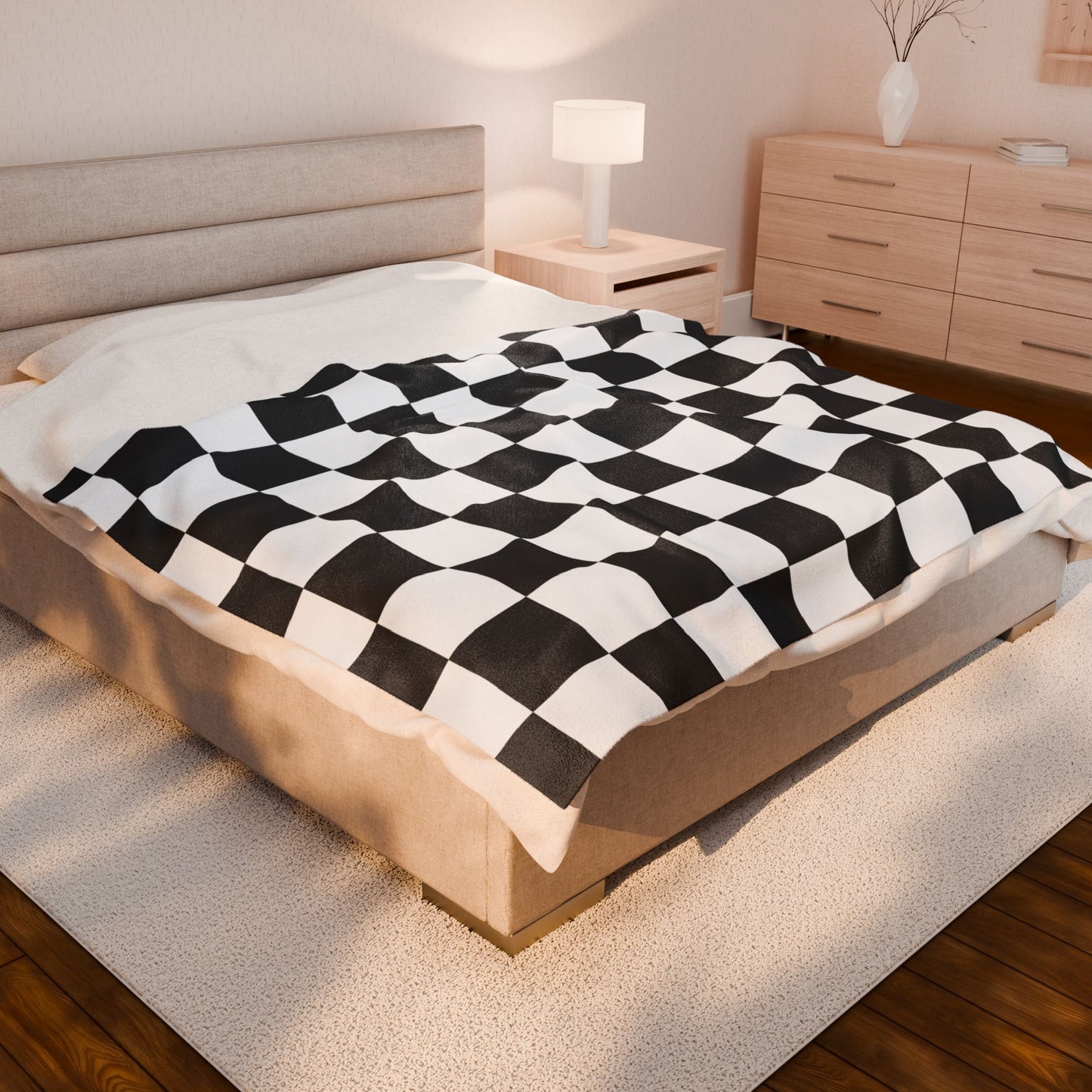 Cozy Checkerboard Velveteen Plush Blanket - Perfect Gift for Home, Fall, Winter, Snuggle Up, Living Room Decor, Soft Throw