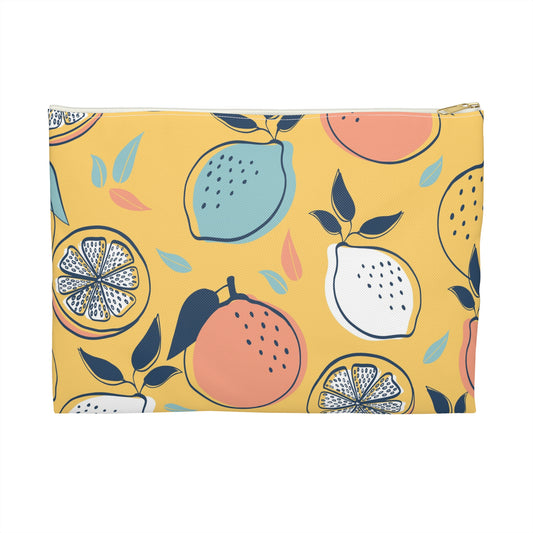 Fruity Accessory Pouch, Colorful Lemon Print Makeup Bag, Cute Travel Organizer, Summer Vibes Zipper Pouch, Ideal for Gifts, Everyday Use