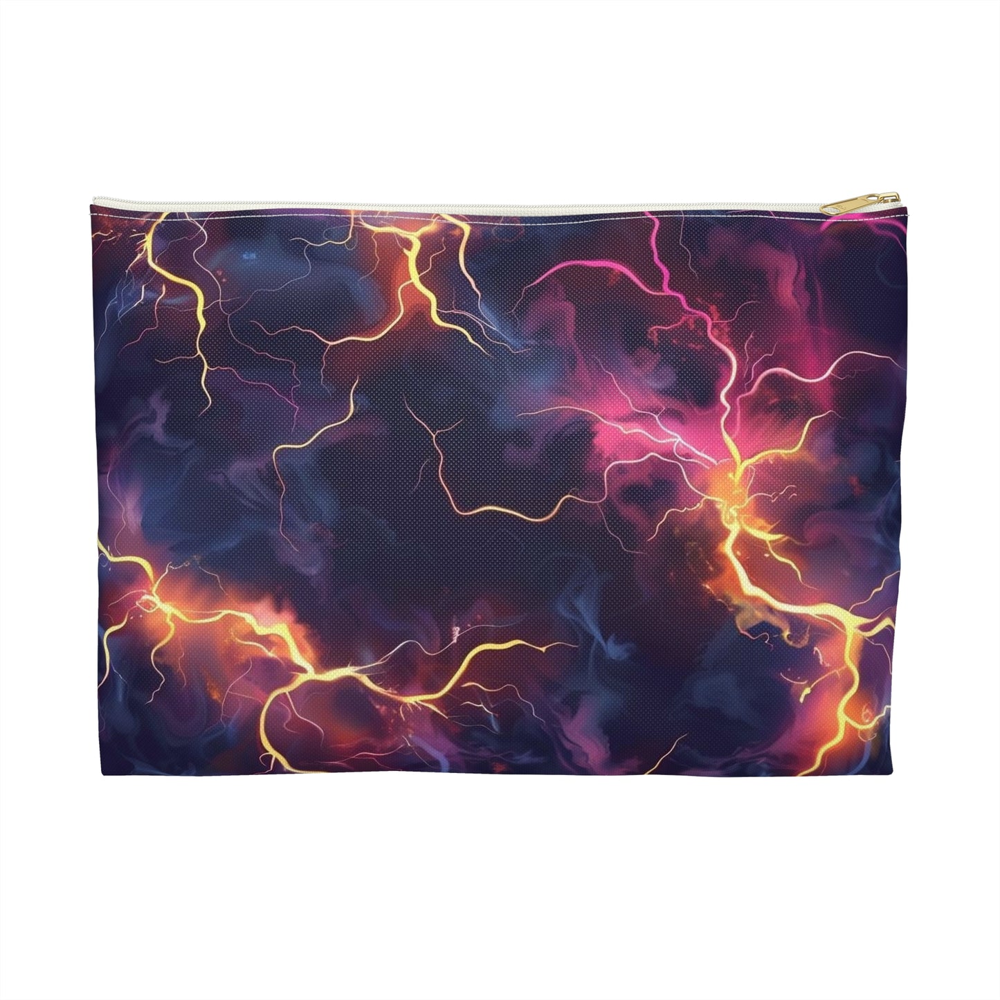 Electric Vibes Accessory Pouch, Makeup Bag, Travel Organizer, Gift for Her, Cosmic Lightning Design