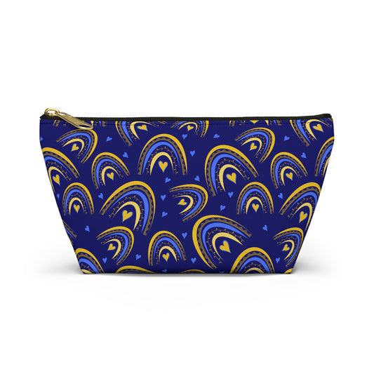 Colorful Rainbow Accessory Pouch, Makeup Bag, Travel Organizer, Gift for Her, Cute Clutch, Folding Pencil Case