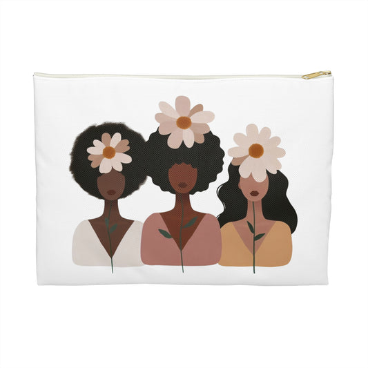 Floral Feminine Accessory Pouch - Chic Makeup Bag, Gift for Her, Boho Style, Travel Organizer, Art Prints
