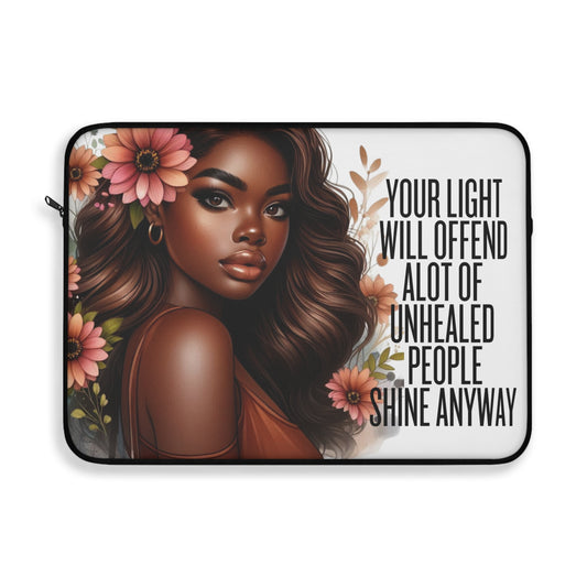 Empowered Woman Laptop Sleeve | Feminist Tech Accessory, Birthday Gift, Motivational Quote, Floral Design, Modern Laptop Case