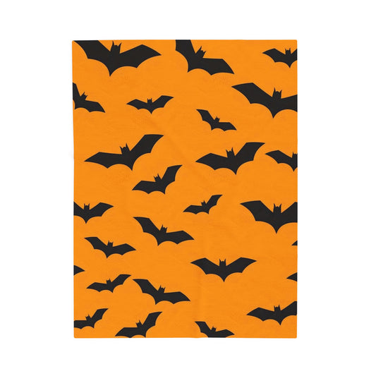 Halloween Bat Plush Blanket, Cozy Throw for Fall Decor, Spooky Autumn Nights, Soft Plush Blanket for Trick or Treat, Perfect Halloween Gift