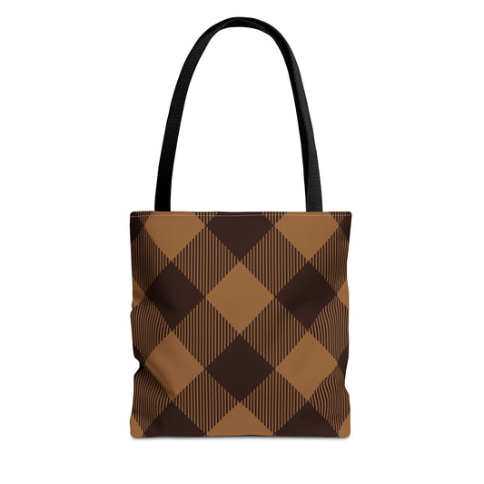 Stylish Brown Plaid Tote Bag | Versatile Carry-All for Everyday Use, Shopping, Beach Days, Gifts, Eco-Friendly