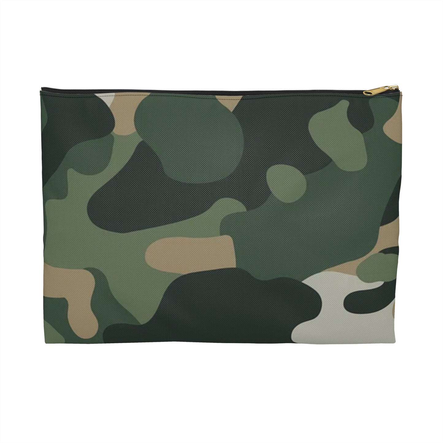Camo Zip Accessory Pouch — Military Green Camouflage Cosmetic & Travel Organizer