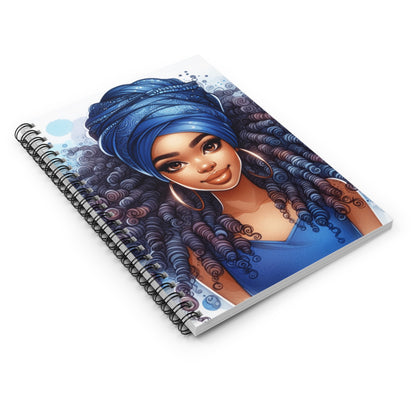 Boho Blue Haired Spiral Notebook - Stylish Ruled Journal for Creative Souls
