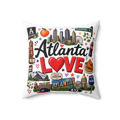 Atlanta Love Decorative Pillow — City Skyline & Landmarks Accent Cushion