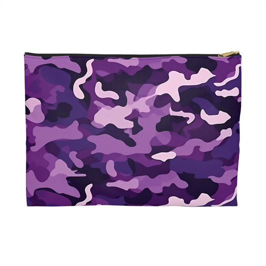 Purple Camo Accessory Pouch - Versatile Makeup Bag, Travel Organizer, Gift for Her, Stylish Clutch, Purple Camo Zipper Pouch