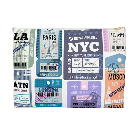 Travel-Inspired Accessory Pouch, Passport Holder, Makeup Bag, Travel Organizer, Gift for Travelers, Cute Zip Pouch