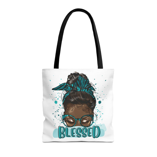 Blessed Tote Bag, Positive Vibes Tote, Inspirational Gift for Her, Eco-Friendly Shopping Bag, Trendy Art Tote
