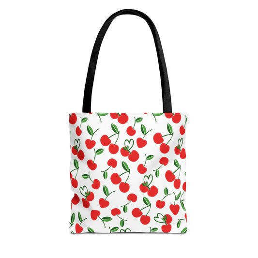 Cherries Print Tote Bag, Cute Shopper Bag, Cherry Blossom Gift, Summer Picnic Tote, Spring Fashion Accessory