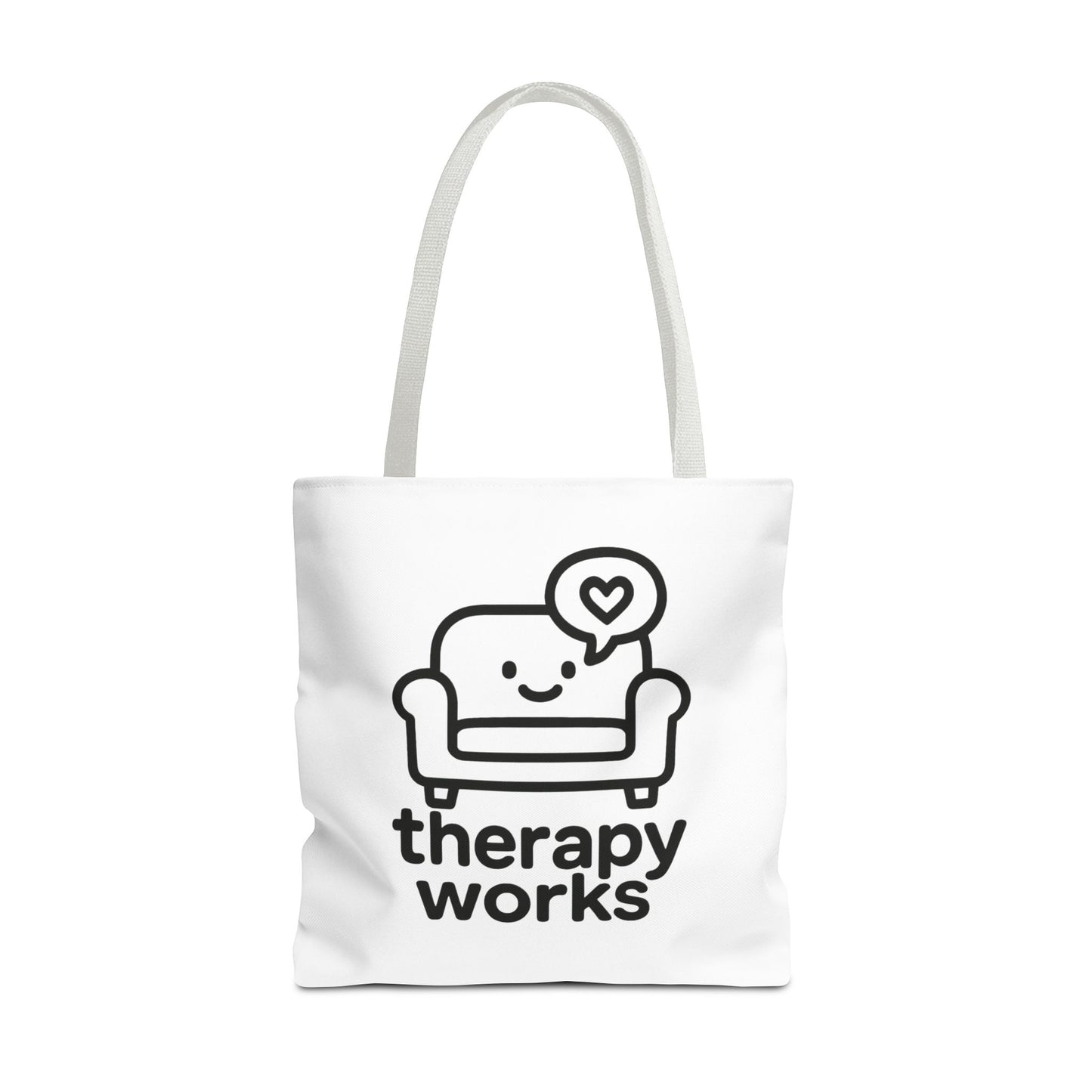 Therapy Works Tote Bag — Cute Couch Mental Health Awareness Tote