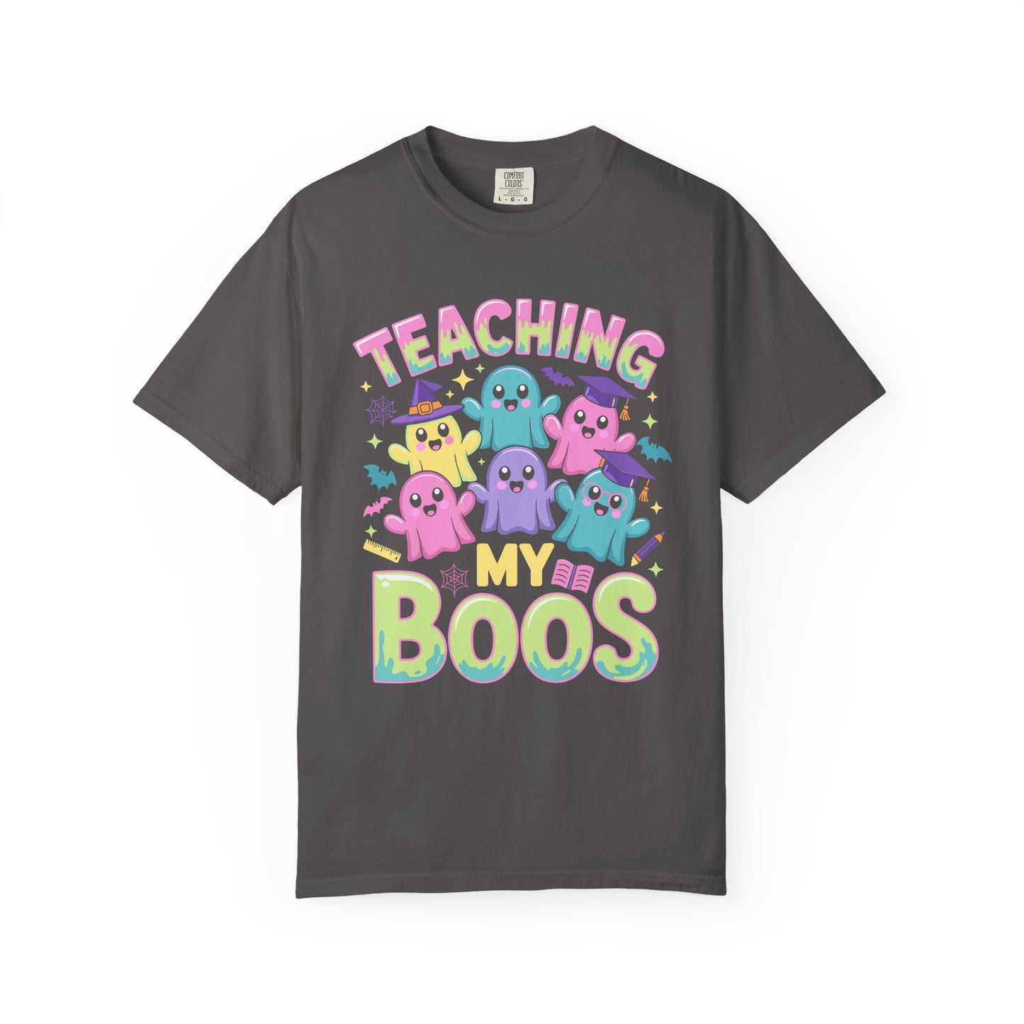 Colorful Teaching My Boos T-Shirt, Cute Halloween Gift, Teacher Appreciation Top, Fall Fashion Wear, Unisex Spooky Shirt