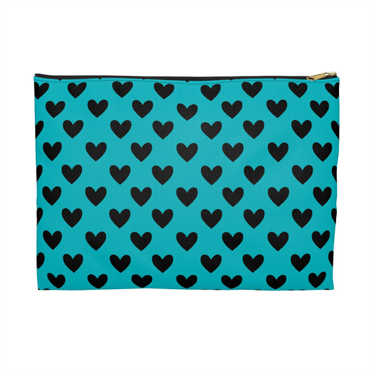 Hearts Accessory Pouch - Hearts Themed Travel Bag, Cute Makeup Organizer, Planet Print Pencil Case, Gift for Astronomers, Kids & Teens