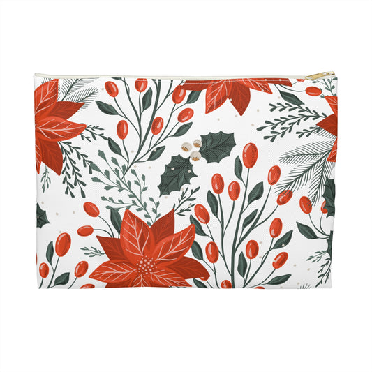 Festive Floral Accessory Pouch, Holiday Makeup Bag, Christmas Travel Organizer, Gift for Her, Eco-Friendly Storage