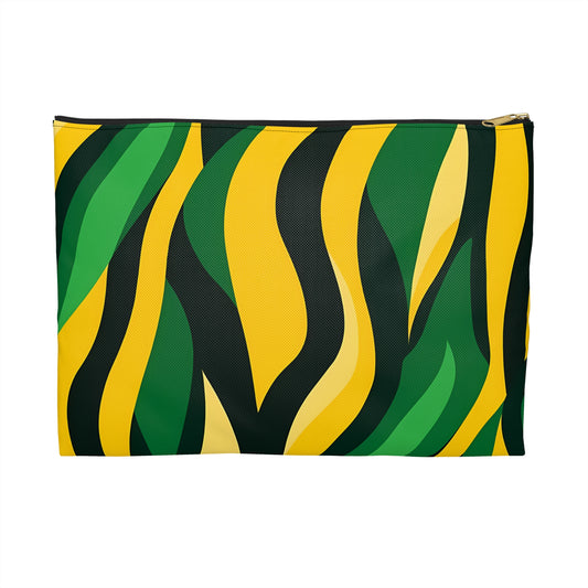 Vibrant Jungle Accessory Pouch, Makeup Bag, Travel Organizer, Gift for Nature Lovers, Yellow and Green Floral Design
