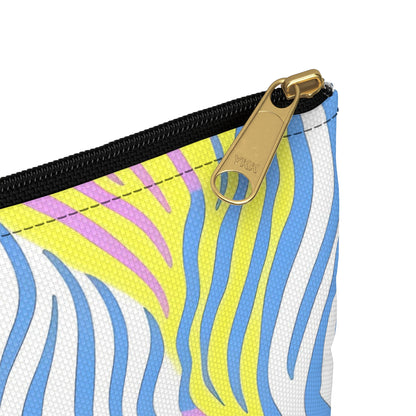 Vibrant Zebra Print Accessory Pouch, Makeup Bag, Travel Organizer, Gift for Her, Cute Pencil Case, Fun Zip Pouch