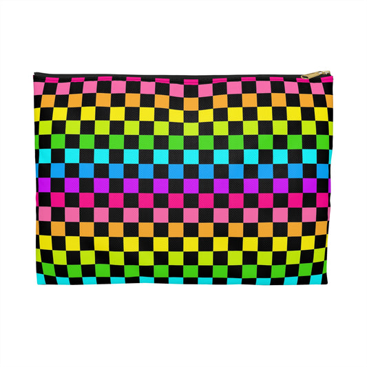 Colorful Checkerboard Accessory Pouch, Fun Makeup Bag, Travel Organizer, Stylish Pencil Case, Gift for Friends