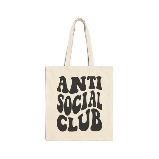 Anti Social Club Cotton Canvas Tote Bag - Eco-friendly Shopping, Gift for Introverts, Beach Bag, Everyday Use, Sustainable Style
