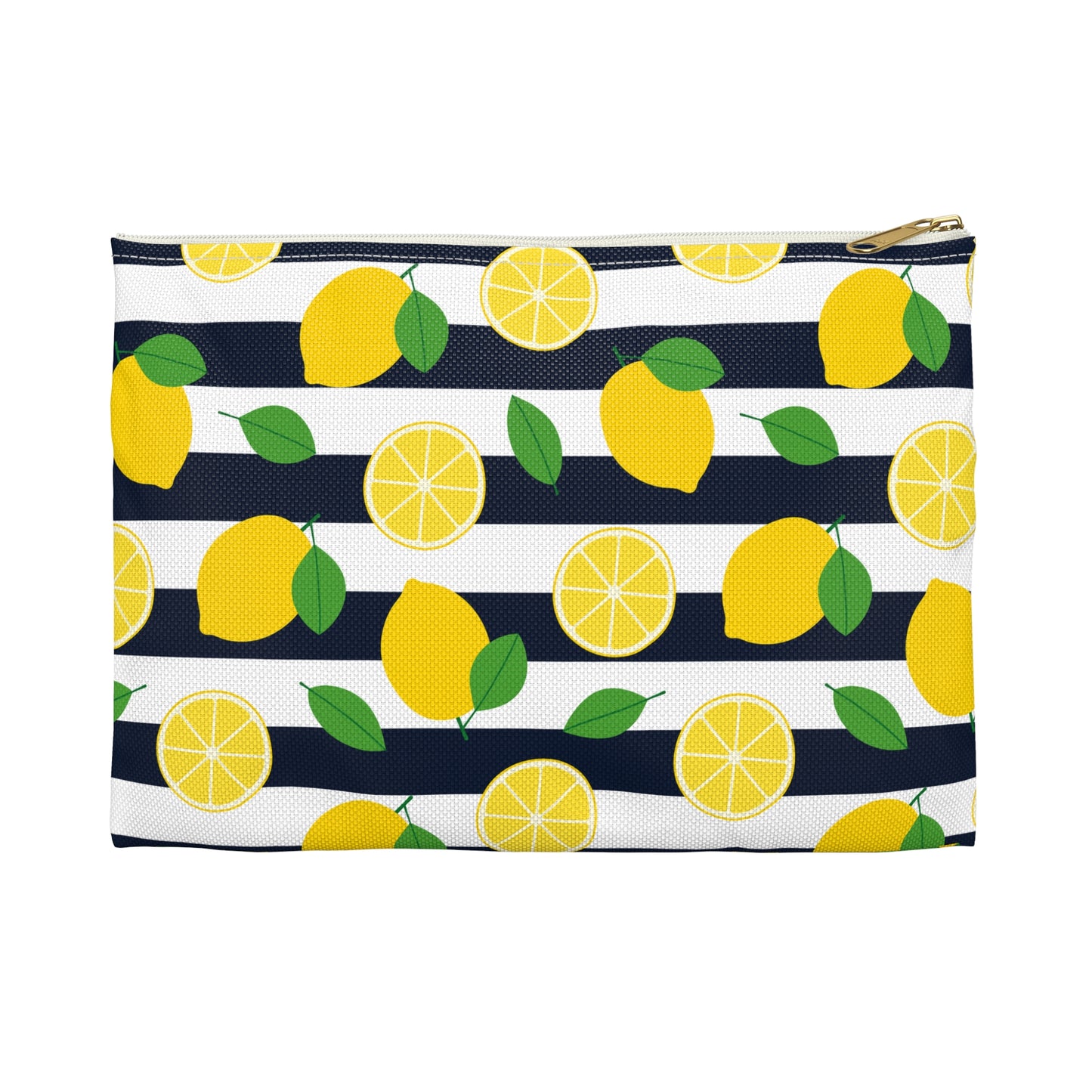 Lemon Stripes Accessory Pouch, Cute Makeup Bag, Summer Vibes Organizer, Gift for Her, Fresh Citrus Storage