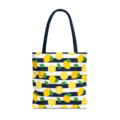 Lemon Stripe Tote Bag - Cute Beach Bag, Grocery Tote, Summer Accessories, Gift for Her, Vacation Carryall