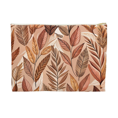 Bohemian Leaf Accessory Pouch - Floral Clutch, Makeup Bag, Travel Organizer, Gift for Her, Fall Decor