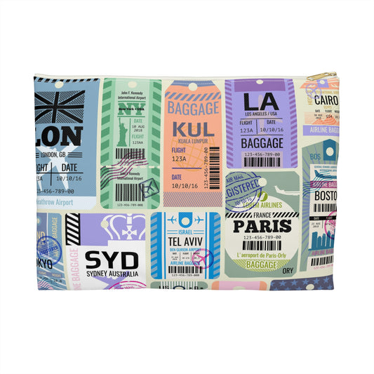 Travel-Themed Accessory Pouch for Adventurers, Luggage Tag Pouch, Travel Essentials Organizer, Passport Holder, Gift for Travelers
