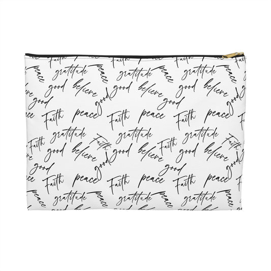 Inspirational Accessory Pouch - Faith, Peace, Gratitude | Perfect for Organizing Essentials, Travel, Gifts, and Events