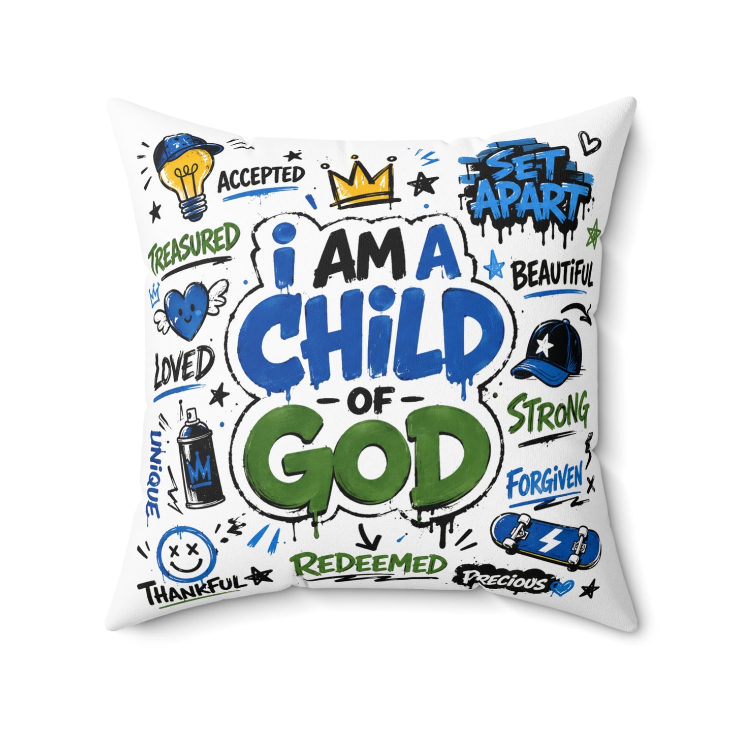 I Am a Child of God Decorative Pillow — Christian Faith Throw Pillow with Inspirational Words