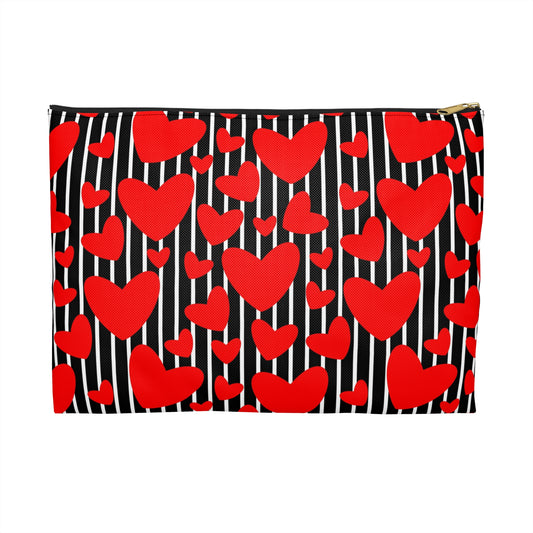 Heart Pattern Accessory Pouch - Romantic Makeup Bag, Gift for Her, Valentine’s Day Clutch, Love-Themed Storage, Cute Travel Organizer