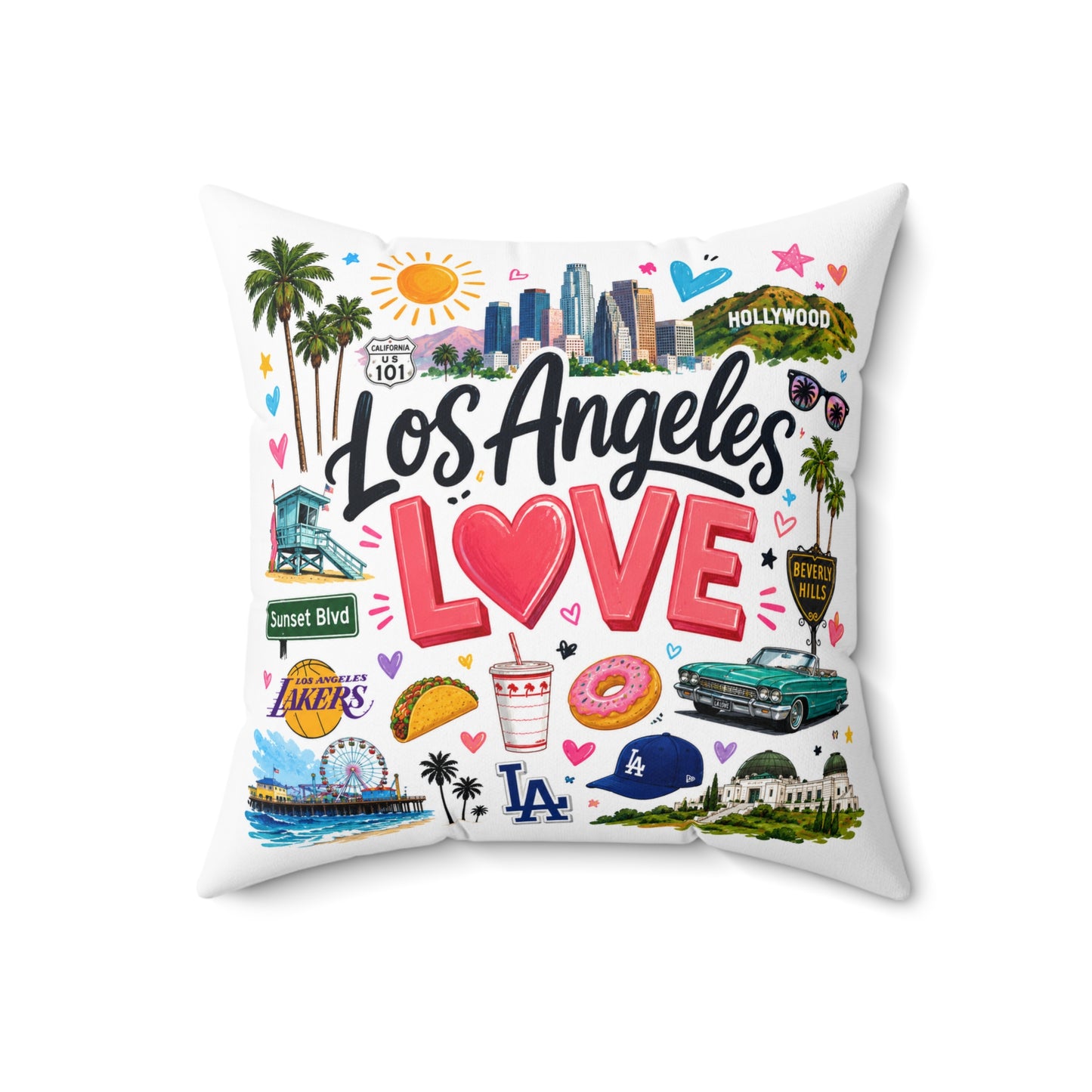Los Angeles Love Decorative Pillow — City Icon Travel Throw Pillow