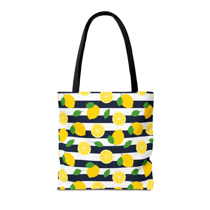 Lemon Stripe Tote Bag - Cute Beach Bag, Grocery Tote, Summer Accessories, Gift for Her, Vacation Carryall