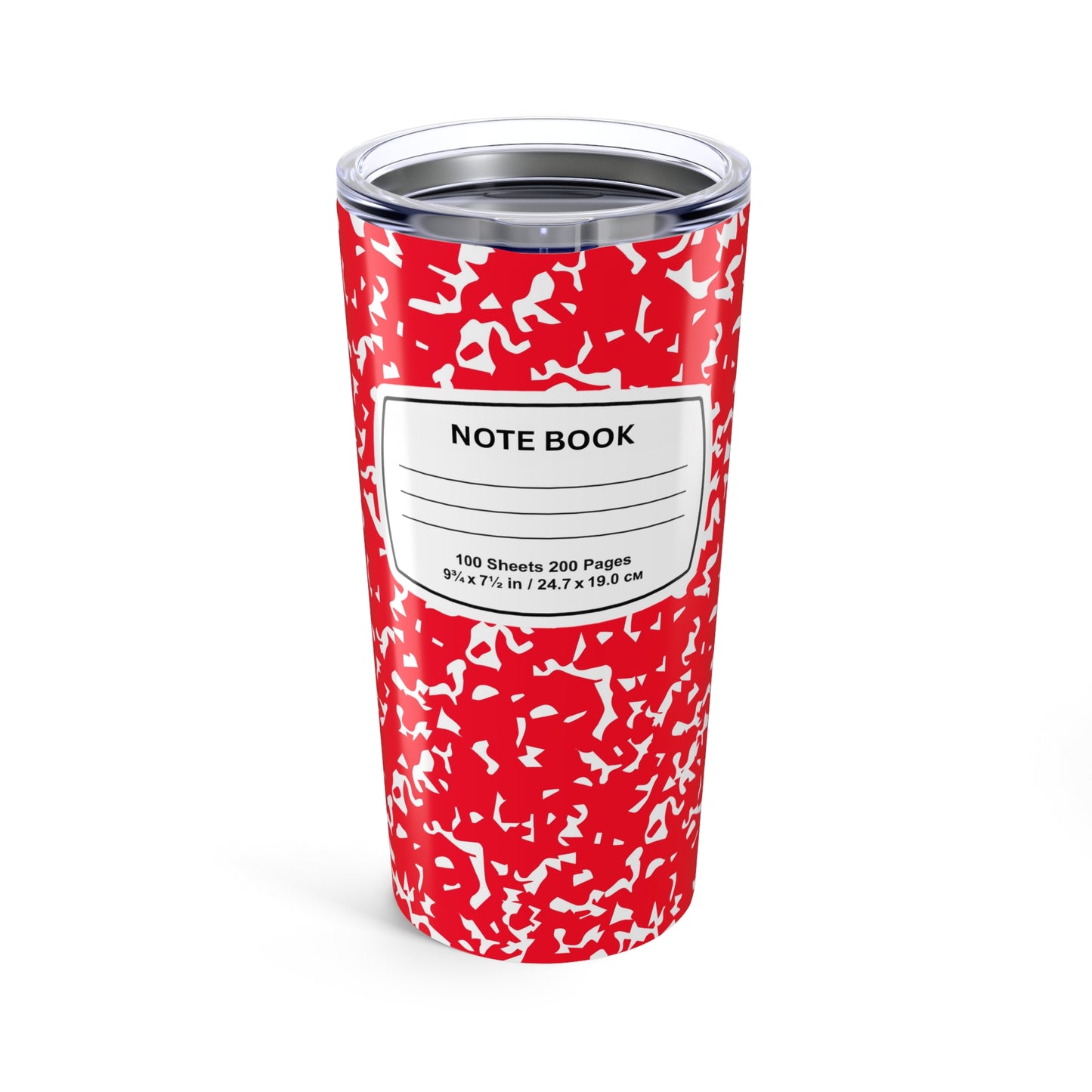 Stylish Note Book Tumbler, 20oz Insulated Travel Mug, Perfect for Students, Writers, Gift for Graduates, School Supplies, Red
