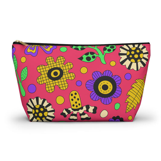 Vibrant Floral Accessory Pouch, Makeup Bag, Pencil Case, Travel Organizer, Gift for Her, Catchall Bag