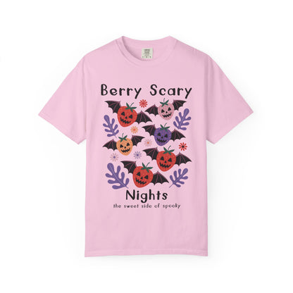 Berry Scary Nights T-shirt, Unisex Halloween Tee, Festive Fall Apparel, Cute Spooky Shirt, Trick-or-Treat Gift, Berry Scary Nights Design