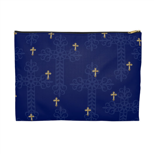 Elegant Cross Design Accessory Pouch, Religious Travel Makeup Bag, Christian Gift, Holy Cross Organizer, Faith-Based Tote